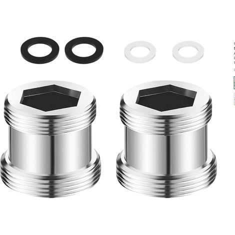 2 Pièces Adaptateurs de Robinet M20 vers M22, Double Filetage pour Connexion - Lot de 2 Pièces pour Aérateur de Cuisine et Filtre à Eau (M20-M22)