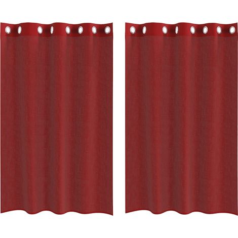 Maison Exclusive - Voile Vorhänge mit Ösen 2 Stk. Weinrot