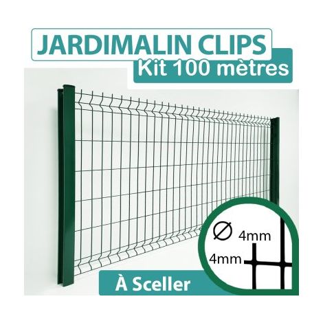 Kit Grillage Rigide Vert 100M - JARDIMALIN CLIPS - Fil 4mm - 2,03 mètre (1/3)