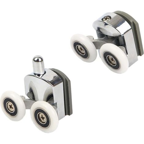 Set mit 4 Doppelrollen – für Schiebetüren in der Dusche, 2 x 23 mm Durchmesser, Zinklegierungsräder für Badezimmer (1/5)