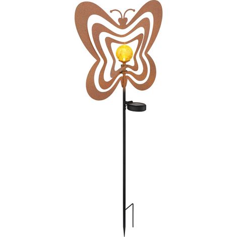 Solarleuchte Solarlampe LED Deko Metall LED rostfarben amber glas IP44 H 83 cm
