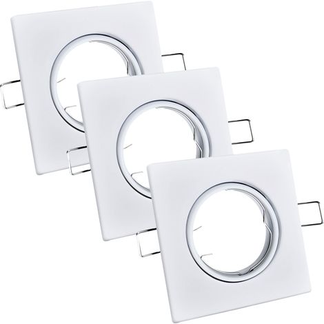Spot encastré carré blanc orientable x3 Polux 306975 (1/4)