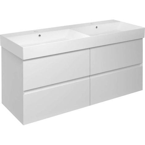 Sapho Filena - Mobiletto da lavabo 118x52x43 cm, 4 cassetti, bianco opaco FID1212W (1/3)