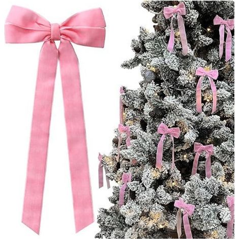 Ribbon Bow - Velvet Christmas Bow - For Tree Topper Garland Wreath Window Mantle Decoration - 22 Cm - Pack Of 6 (1/5)