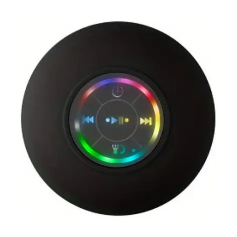Enceinte sans fil portable et étanche avec ventouse - Rechargeable par USB, 2 heures d'autonomie, idéale pour les fêtes, la salle de bain, les voyages et les activités de plein air - Noir (1/5)