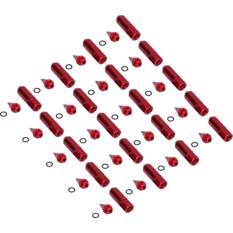 20 écrous de roue universels M12x1,5 pour jantes de course, jantes en alliage de 90 mm avec écrous à goujons et clé encastrée, rouges (1/5)