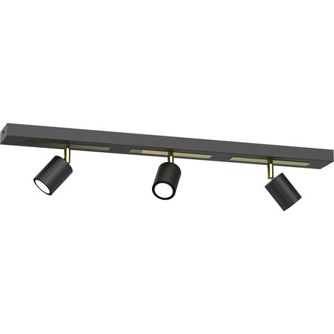 Rampe noire/or 3 spots orientables GU10 Rodez Luminex