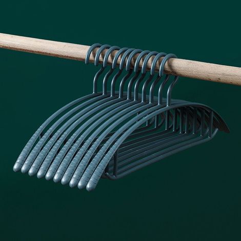 (Paquet de 10) - cintre antidérapant antidérapant (40 cm de large) - Cintres en feutre de haute qualité pour garde-robe - Conçus pour les vêtements délicats - (Bleu)- (1/5)
