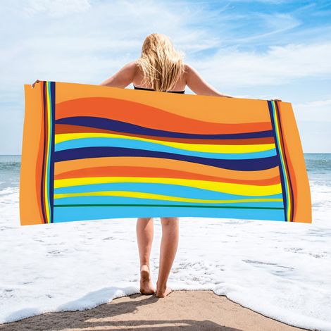 Serviette de plage en microfibre imprimée – Absorbante et à séchage rapide – 70 × 140 cm (1/4)