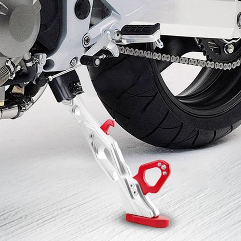 Motorradständer aus Aluminiumlegierung, Dreibein-Seitenstützfuß, roter Parkständer B05026