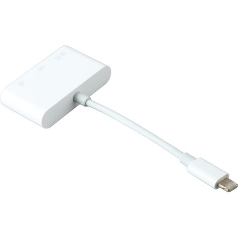 Adaptateur lecteur de cartes SD/TF pour iPad/iPhone, Apple OTG + chargement + lecteur de cartes double (1/5)