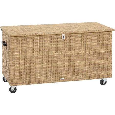 Aufbewahrungsbox BAYANA Savannafarben S - 159 x 76 x 82,5 cm - Epoxidbeschichteter Stahl - Kunststoffrattan