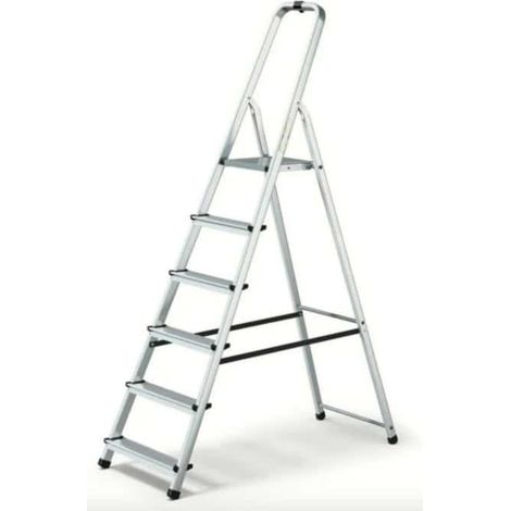 SCALA SCALETTA ALLUMINIO DOMESTICA PIEGHEVOLE LEGGERA 6 GRADINI H 191cm 125 KG SALVASPAZIO 007dr