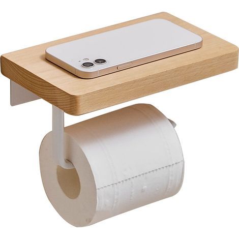 Porte-papier toilette en bois, pour salle de bain, décoration murale WC, porte-rouleau de papier pour cuisine et salle de bain - 2 (1/5)