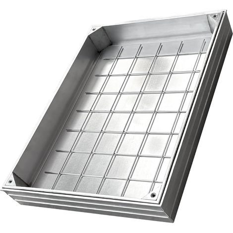 Couvercle de regard en alliage d'aluminium encastré-Passage 600 x 450 mm-A15 tampon de regard en aluminium invisible,Avec cadre,pour jardin,cour,autre espace intérieur et extérieur (1/5)