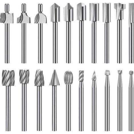 Mèches de Gravure en Carbure 10 pcs + Fraises à Tige 1/8" pour Bois et Sculpture (1/5)