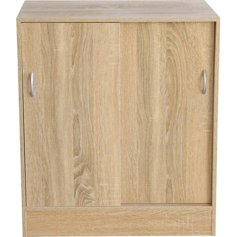 Mobiile 2 Ante Scorrevoli 3 Ripiani 60x30x71 cm in PB e Carta Sonoma