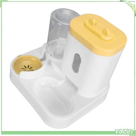 Distributeur eau & nourriture - FAFEICY - 2 en 1 - 1 L eau - 2 L nourriture - Jaune (1/5)