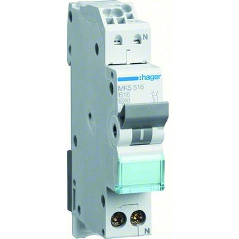 Hager LS-SCHALTER 1P+N 16A-B 6KA1PLE (MKS516 QUICK CONNECT)
