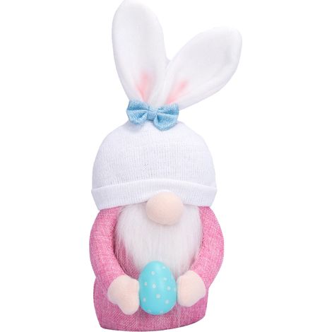 (Weißer Hut) Osterdekoration Hase mit Ei Puppe Ornament Menü Rudolph der Rotgesichtige Geschenk (1/2)