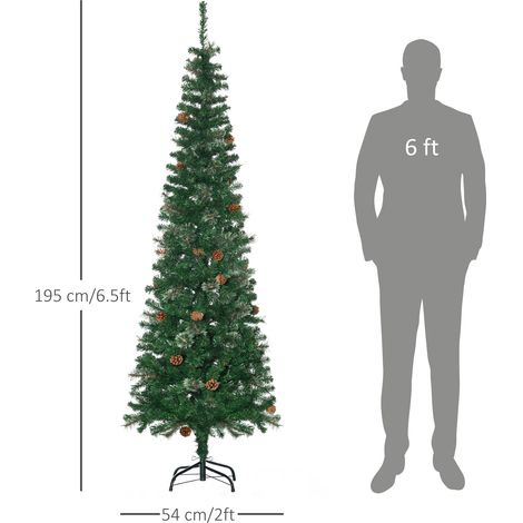 Un sapin de Noël réaliste de 195 cm de haut, orné de pommes de pin décoratives et de 556 branches vertes. (1/5)
