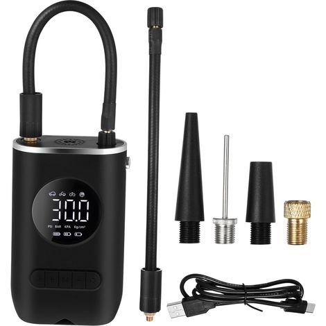 Pompe à Air Électrique Portative Compresseur pour Pneu Voiture Vélo avec Écran Numérique Et Lumière LED - (1/5)