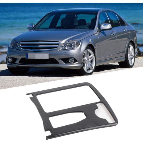 Cadre de porte-gobelet de console centrale compatible avec Mercedes-Benz Classe C W204 (2008-2013), finition bois noir, conduite à droite. (1/5)
