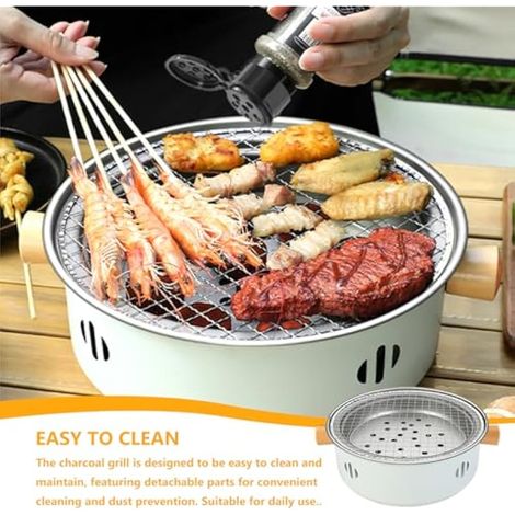 Mini barbecue : barbecue portable au charbon de bois avec treillis métallique, mini four à charbon de bois pour cuisine intérieure et extérieure, fête à la maison, pique-nique, camping, grille de (1/3)