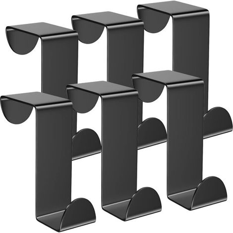 Türhaken, 6er-Set Edelstahl-Kleiderhaken für Standardtüren, Schubladen, Schränke und Kleiderschränke, für Küche, Bad und Schlafzimmer, Schwarz (1/5)