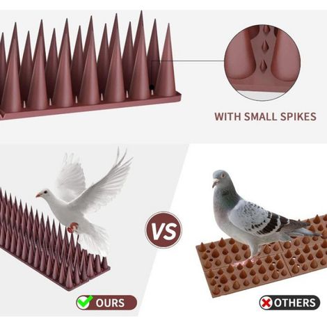 Pic Anti Pigeon 5.7M, Anti Pigeons pour Balcon, Pique Anti Pigeon Plastique pour Corbeaux, Chats, Moineaux, ect (20 PCS) Brun (1/5)