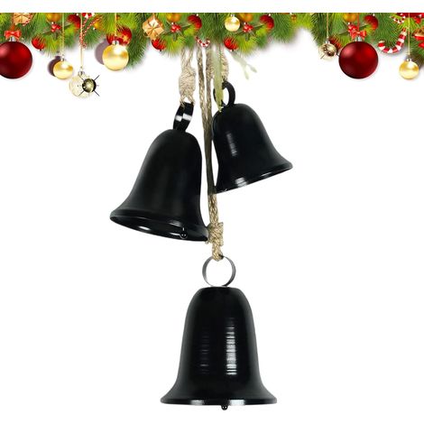 Cloches de Noël - Décoration Maison Campagnarde de Noël Groupe de Cloches sur Cordon - pour Intérieur Extérieur Porte Fenêtre Escalier Table (1/5)
