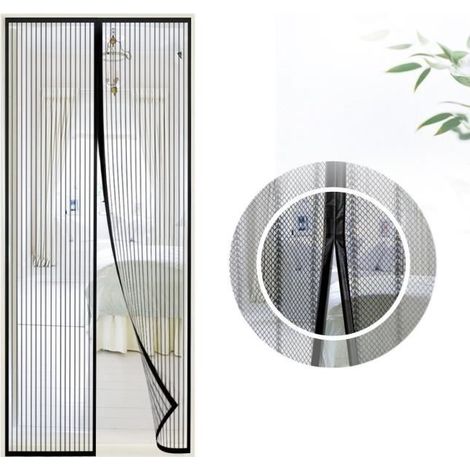 Moustiquaire porte Magnétique 90210cm Rideau Moustiquaire à Aimantée pour Couloirs, Portes, Patio (Noir) (1/4)