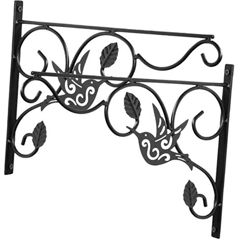 Support Mural en Fer Forgé pour Panier à Fleurs Suspendu, Lot de 2 Crochets Noirs pour Balcon et Jardin, Porte-plantes Robustes et Polyvalents Adaptés la Décoration Intérieure (1/5)