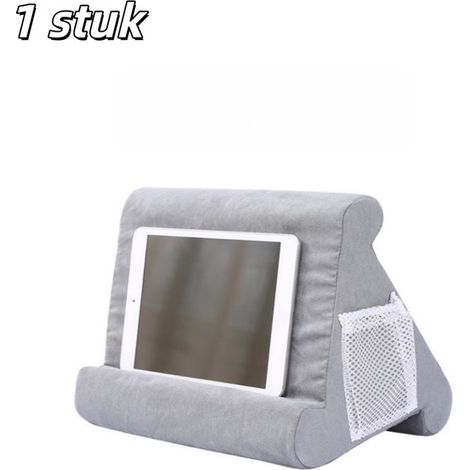 pièce - Support de tablette - Coussin souple - Support de tablette avec coussin - Convient pour iPad et téléphone - Support de genoux réglable - Compartiment de rangement sur le côté - Grijs (1/5)