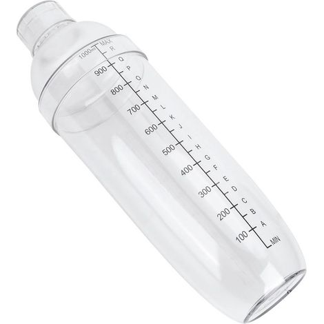 Cocktailshaker aus Kunststoff mit Messmarkierungen, Teekanne, Saft- und Weinglas, ideal für die Hausbar (1000 ml). Auch für Milch, Saft und Wein geeignet. (1/5)
