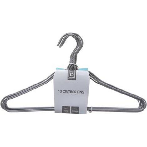 Five Simply Smart – Lot de 10 cintres en métal fin 39cm gris – Conception optimisée pour rangement efficace – Idéal pour vêtements délicats