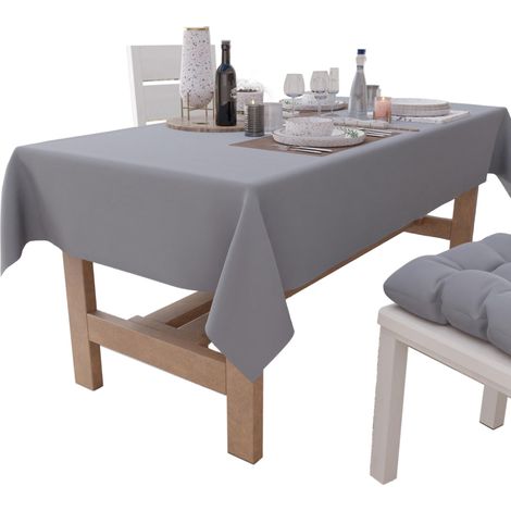 Nappe de Table de Cuisine en Coton uni Gris X6 Places (140 x 180 cm) 100% fabriquée en Italie (1/5)