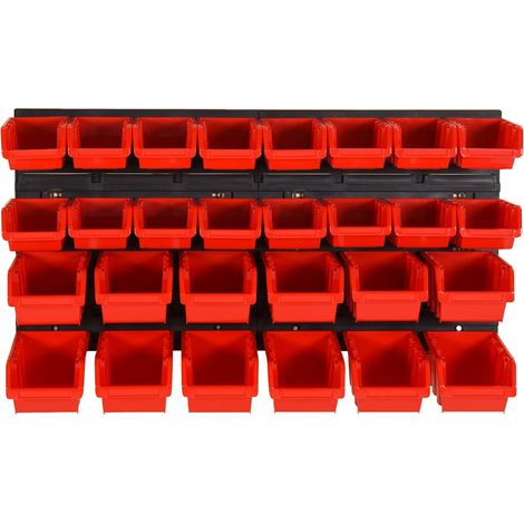 Maison Exclusive - 30-tlg Stapelboxen-Wandregal Rot & Schwarz 77x (1/5)