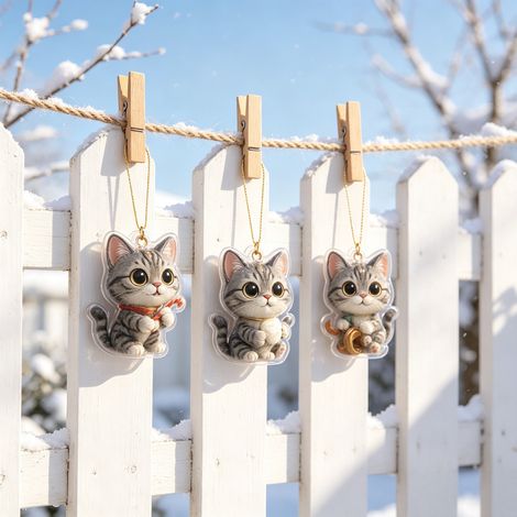 Calendrier de l'Avent Chat 2026, 24 décorations suspendues en acrylique 2D avec de jolis motifs de chats, ornements de sapin de Noël féériques pour une décoration festive de la maison (1/5)