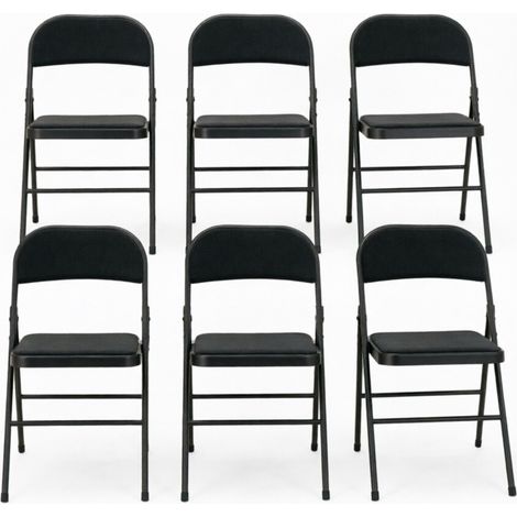 Set di 6 sedie da pranzo pieghevoli 45x46x78 cm in acciaio nero FloraGrace (1/5)