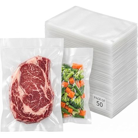 50 Sacs Sous Vide 20x30 cm, Sans BPA & Qualité Alimentaire - Sachets Gaufrés Résistants pour Cuisson, Congélation et Conservation Fraîcheur 5x Plus Longue - - Compatible Toutes Machines (1/5)
