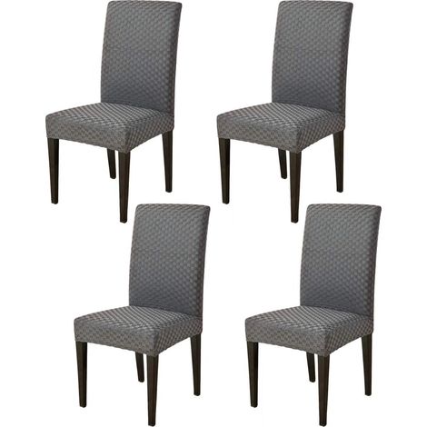 Set of 4 Stretchable, Removable and Washable Dining Chair Covers - for Dining Room, Kitchen, Wedding, Banquet, Party (Silver Grey) (1/5)
