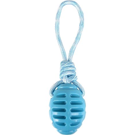 Jouet Rugby avec corde à tirer bleu 30.5 cm RUDO en TPR pour chien - Flamingo