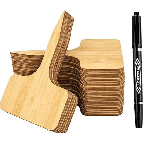 40 Pièces Étiquettes de Jardin 6 x 10 cm Marqueur Indélébile Inclus Étiquettes en Bois pour Plante Etiquette Jardin Exterieur Forme Pancarte pour Plantes de Jardin, pour Garden Fleurs Graines (1/2)