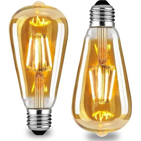 Ampoule LED vintage Edison, ampoule à vis Edison E27 8W 2700K rétro style antique ampoules LED, lampe à vis Edison en verre ambré, protection des yeux, 2 pièces (1/5)