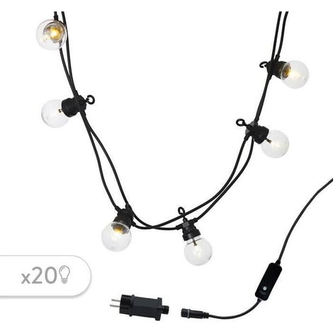 Guirlande lumineuse extérieure connectable Party Clear - LUMI JARDIN - 20 globes guinguette LED - Blanc chaud