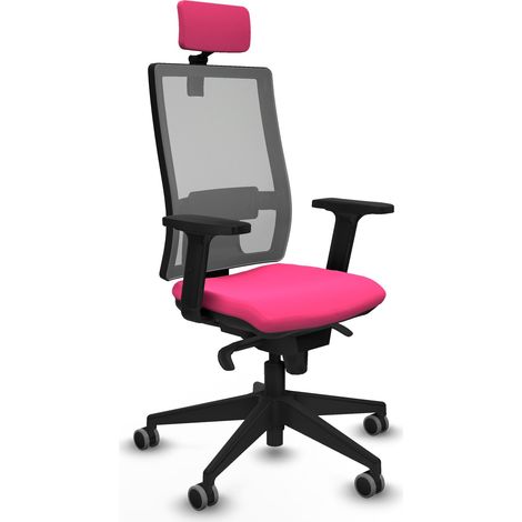 Horna sincro malla gris similpiel rosa brazos 2D base piramidal cabecero 2D ruedas 65mm engomadas (1/5)