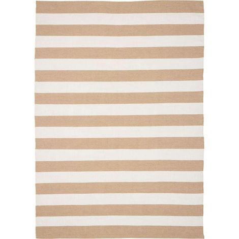 Tapis d'extérieur écoresponsable - rayures beige/blanc MENDOZA (1/3)