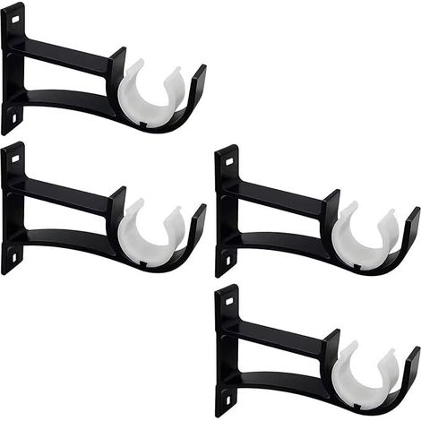 Lot de 4 supports de tringle à rideaux robustes en métal Noir de 26 mm pour tringle à rideaux de 26 mm à 32 mm (1/5)