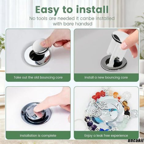 Bouchon D'évier - 40 mm - Hauteur Réglable 66 à 90 mm - Pour Lavabo Salle De Bain Et Évier Cuisine - 1 Pièce (1/5)